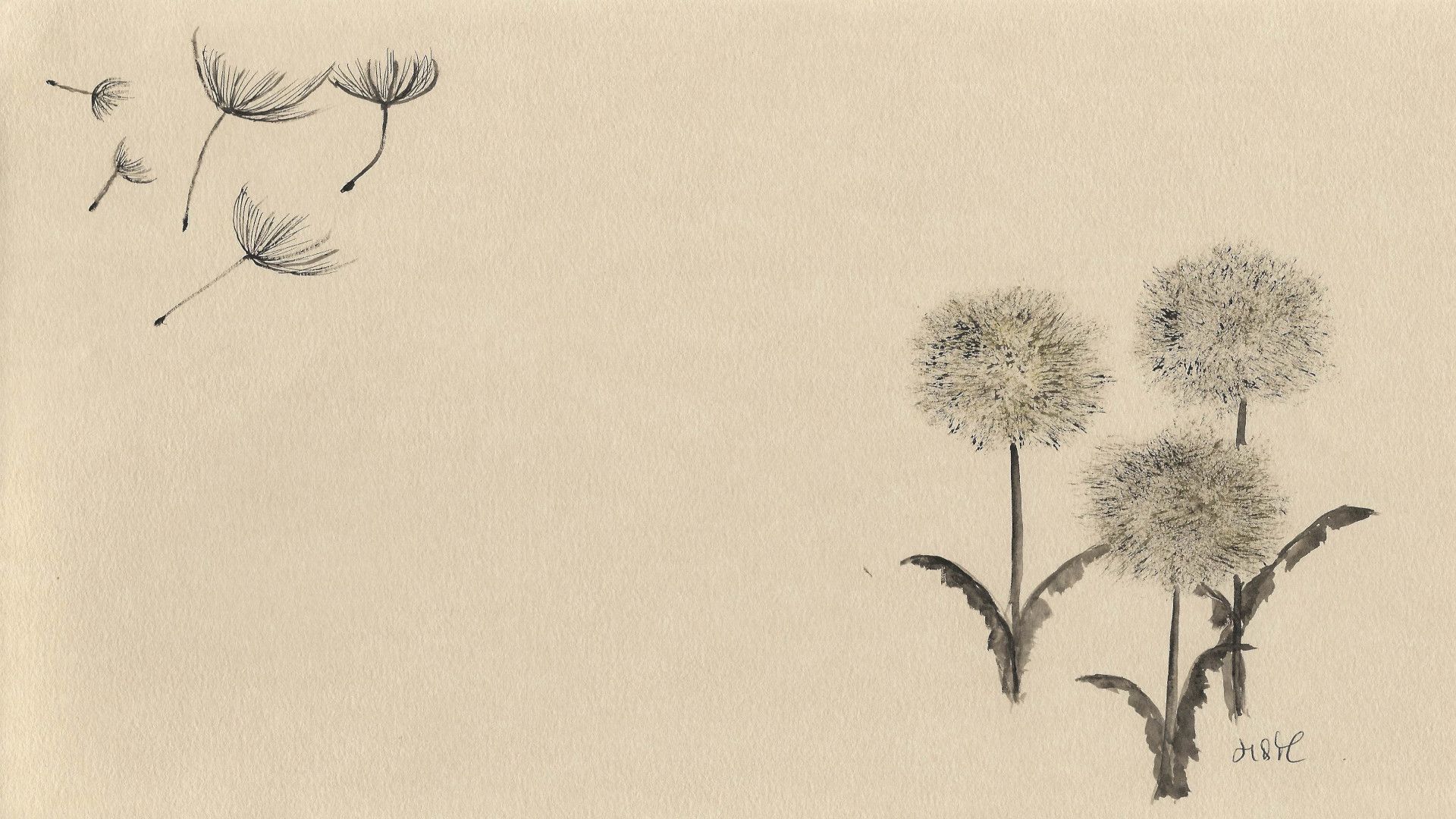 thistle heads and thistle seeds being blown away